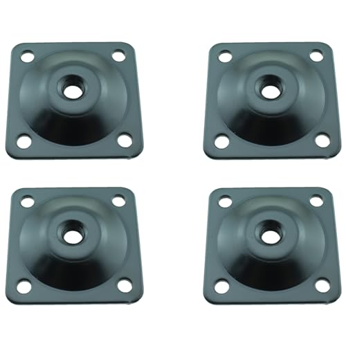 TAODAN Set of 4 Upholstery Foot Mounting Plate Black Table Leg Attachment Piece Flat Square Spacer Furniture Attachment Plate with Matching Installation Tools for Connecting Sofa Seat Footstool Feet
