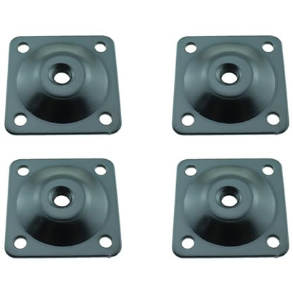 TAODAN Set of 4 Upholstery Foot Mounting Plate Black Table Leg Attachment Piece Flat Square Spacer Furniture Attachment Plate with Matching Installation Tools for Connecting Sofa Seat Footstool Feet
