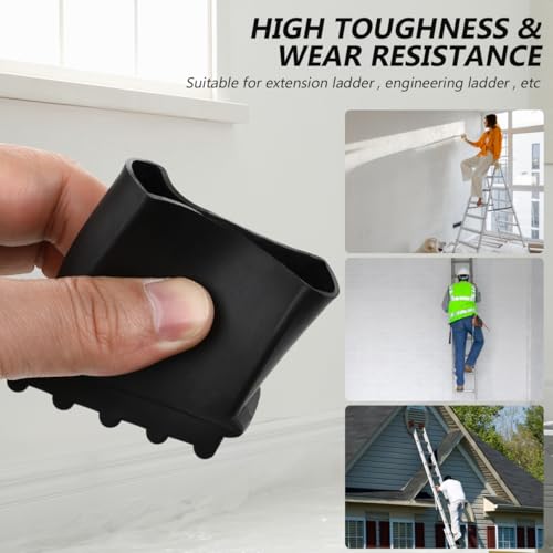 Cabilock 4 Pcs Ladder Feet Covers, Non-Slip Rubber Foot Pads for Step & Extension Ladder, Anti-Skid Cushion Protector Replacement Accessories, Black - color: 1.black