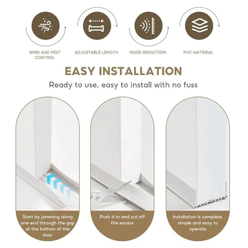 Upgrade Vinyl Door Seal Strip Bottom 35×2 Inch Adjustable Door Sweeps Door Draft Stoppers for Bottom of Door Easy to Install Under Door Weather Stripping, Blocks Dust/Insects/Noise