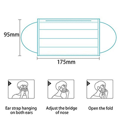 Individually Wrapped Masks 100 Pack Disposable,Face Mask Protection for Adults 3-Layer Filter Safety Face Masks(100, Black)
