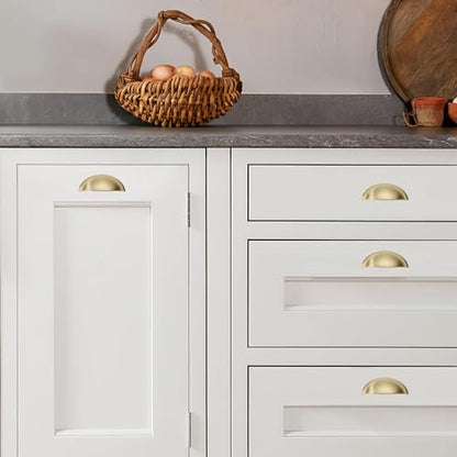 khtumeware 2 Pack 2-1/2" Gold Drawer Pulls Brushed Brass Cabinet Cup Pulls Kitchen Hardware Cabinet Handles Drawer Handles Knobs 2.5 inch Hole Center - color: Brushed Brass, size: 2-1/2"(64mm) Hole Center, style: 2-pack
