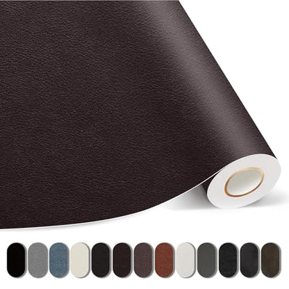 Kangshoon Leather Repair Patches, 17X79 Inch Self-Adhesive Leather Repair Tape, Stretch Vinyl Repair Kit for Couch Furniture Sofas Car Seats (Dark Brown, 17X79 Inch) - color: Dark Brown, size: 17X79 Inch