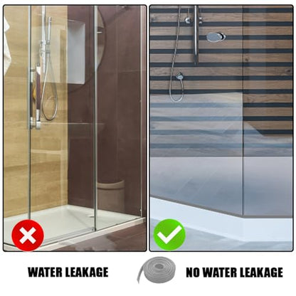 Shower Bottom Waterproof Door Rubber Sweep Trim Black Seal for Home Bathroom, 108 x 13/16 x 5/32 Inch Tee Insert Shape (Grey) - color: Gray
