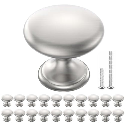 POZEAN Cabinet Knobs Brushed Nickel 20 Pack Cabinet Handles Drawer Knobs Solid Knobs Silver with Screws for Dresser Drawer Cabinet Cupboard - Modern Kitchen, Bedroom and Bathroom Hardware - color: Silver, size: 20 Pack