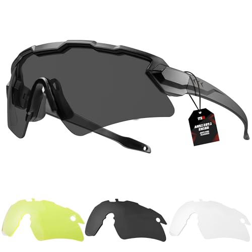 1TG Tactical Safety Shooting Glasses - Anti-Fog Tactical Goggles with 3 Lens & Hard Case, Impact-Resistant Protective Eyewear