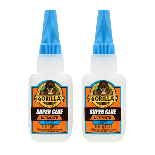 Gorilla Ultimate Super Glue, Clear Glue, 15 Grams (Pack of 2) - Fast-Setting Cyanoacrylate for Quick Fixes & Repairs with Anti-Clog Cap - size: 2 - Pack