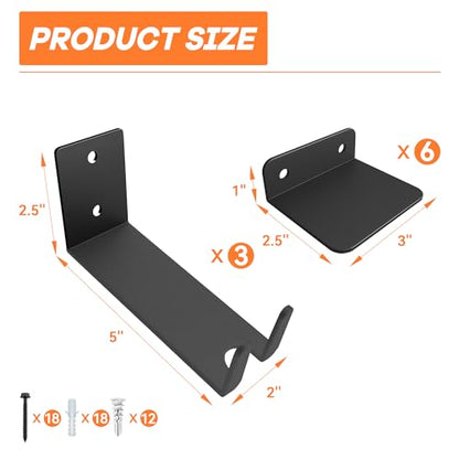 Ultrawall Wall Mount Bike Pedal Hanger, Heavy-Duty Horizontal Bike Rack for Garage, Indoor Bike Hanger, Holds Up to 70 lbs, 3 Pack - style: Hold 3 Bikes