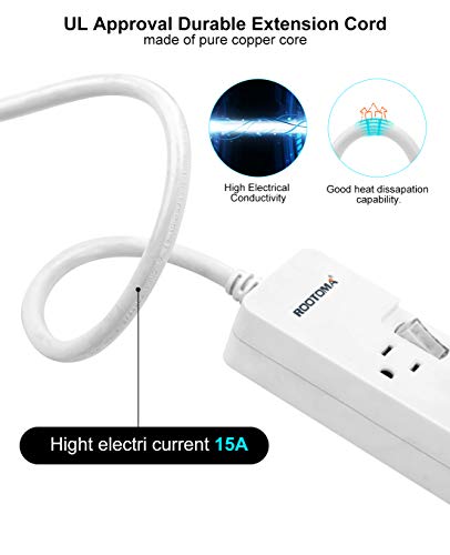 ROOTOMA Power Strip Surge Protector with Individual Switches,6-Foot 14AWG Long Extension Cord 1875W/15A Wall Mount for Office Dorm Home Theatre (6outlets-6ft) - size: 6 Ft - 6 Ac - White