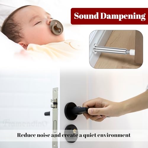 Framendino, 2 Pack Metal Spring Door Stoppers for Wall 4.4 Inch Stops Mounted Doorstop Holder with Rubber Tips Silver