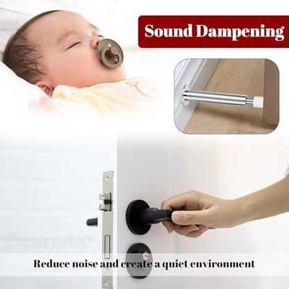 Framendino, 2 Pack Metal Spring Door Stoppers for Wall 4.4 Inch Stops Mounted Doorstop Holder with Rubber Tips Silver