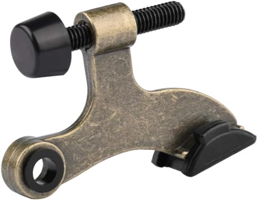 HOMOTEK 12 Pack Hinge Pin Antique Brass Door Stopper, Adjustable Deluxe Heavy Duty Door Stopper 2-1/2"x1-3/4”, with Black Rubber Bumper Tips - color: Antique Brass, size: 12 Pack