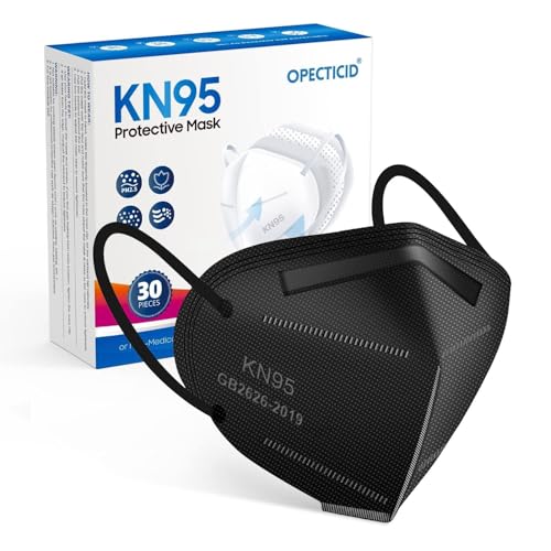 KN95 Face Mask,KN95 Mask,Cup Masks Breathable 5-Layer Filter Efficiency≥95% Disposable Certified Face Mask - color: 30pcs Black