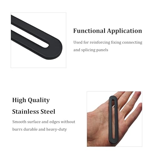 6PCS 110mm/4.33” Adjustable Flat Mending Plate with Slot, Black Stainless Steel Straight Brace Brackets, Flat Fixing Support for Wood Furniture DIY Repair Connector with Screws - size: 110mm/4.33”