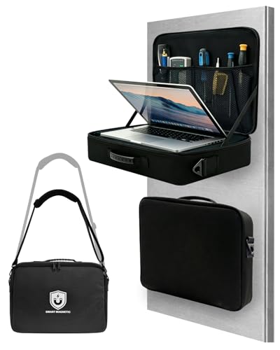 Magnetic Laptop Stand Bag, Portable Magnet Laptop Holder With Handle for Flat Steel Trucks, Job Sites, Walls, Hands-Free Magnetic Tool Workstation Bag for Travelers, Workers, Technicians