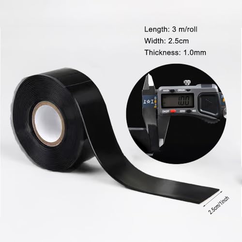 Self-Fusing Silicone Tape, 2 Rolls, 1in x10ft, Black, Waterproof, Plumbing Repair Tape