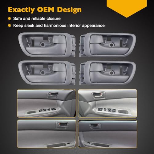 Interior Door Handles Set 4PCS, Front & Rear Inside Left Driver & Right Passenger Side Grey Handle With Door Lock Button, Compatible with Toyota Camry 2002-2006,Replaces# 69206AA021B2 69205AA021B2