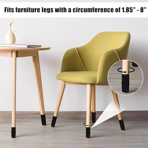 16 PCS Black Furniture Leg Socks - Spiral Knitted Chair Leg Floor Protectors for Hardwood Floors - High Elastic Bar Stool Chair Leg Covers Furniture Caps Set for All Shapes - size: 16 Pcs Black Spiral