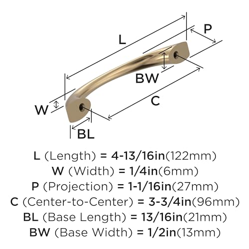 Amerock BP53003CZ Champagne Bronze Cabinet Pull | 3-3/4 inch (96mm) Center-to-Center Cabinet Hardware | Vaile | Furniture Hardware | Drawer Pull - color: Champagne Bronze, size: 3-3/4 inch (96mm) Center-to-Center, style: Single