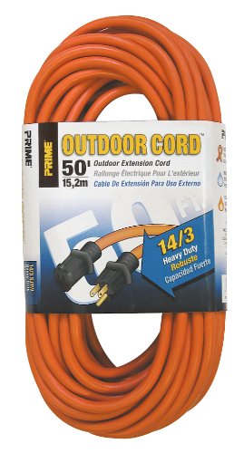 Prime Wire & Cable EC501730 50-Foot 14/3 SJTW Heavy Duty Outdoor Extension Cord, Orange