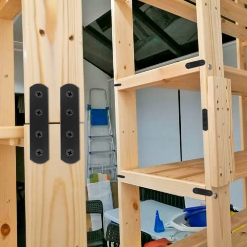 Jiozermi 8 Pcs Straight Brace, Flat Brace 3.9” x 0.8”, Stainless Steel Straight Bracket, Mending Joining Plates for Wood, Board, Bed Frame, Furniture & Shelves, Matte Black - size: Black, 3.9” x 0.8”, 8 Pcs