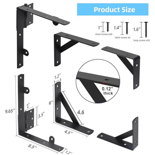 WEKIS 2 Sets Anti Sag Gate Kit Heavy Duty No Sag Kit Gate Corner Brace Bracket for Wooden Fence Gate with Self-Locking Gate Latch - size: Double Door Set
