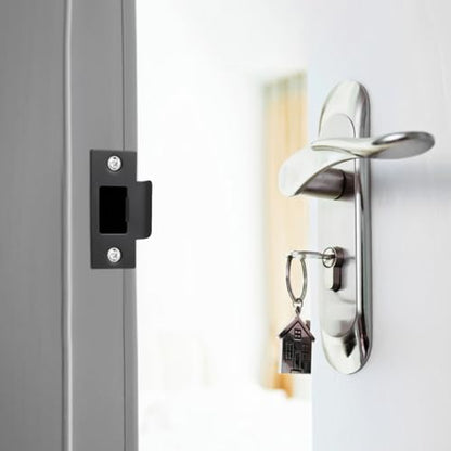 Angoily Door Reinforcement Plates 4Pcs Deadbolt Strike Plates Latch Door Lock Guide Plate Stainless Steel 2.75X1.57In Home Security Hardware