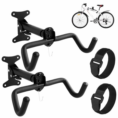 Bike Hanger Wall Mount, 2 Pack Heavy Duty Steel Bike Racks Storage Garage Adjustable Bicycle Hooks for Mountain Hybrid Road Bikes - color: Black 2 Pack