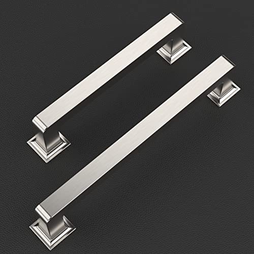 9BUILD 6 Pack 5 Inch Kitchen Cabinet Handles - Brushed Satin Nickel Cabinet Pulls - Cupboard Handles - color: Brushed Satin Nickel, size: 5"/128MM Hole Center, style: 6 Pack