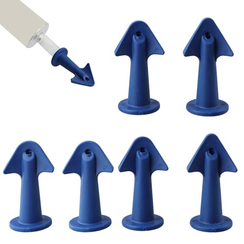 Caulking Tips 6pcs Caulk Gun Tips Blue Silicone Sealant Nozzles Kit, Multi-Functional Silicone Sealant Nozzle for Finishing Grouting and Tile Joints(6.5R,10R,13R)