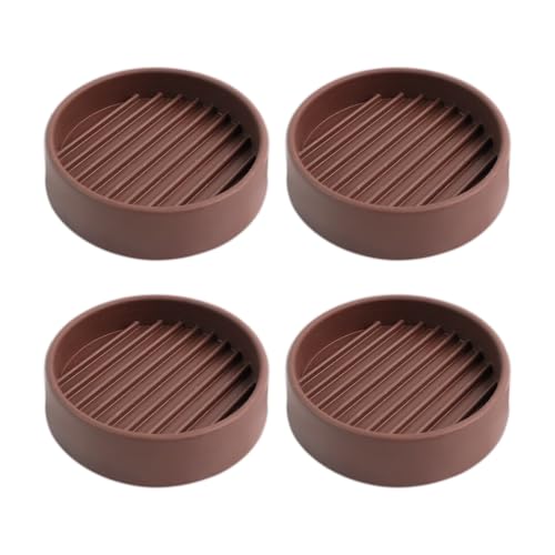 4 Pack Rubber Caster Cups, 2 X 2 Round Rubber Feet for Furniture, Non Slip Furniture Pads for Hardwood Floors, Bed Stoppers to Prevent Sliding, Couch Stoppers with Grippers - color: Brown