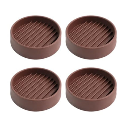4 Pack Rubber Caster Cups, 2 X 2 Round Rubber Feet for Furniture, Non Slip Furniture Pads for Hardwood Floors, Bed Stoppers to Prevent Sliding, Couch Stoppers with Grippers - color: Brown