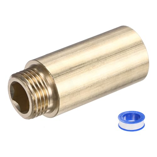 M METERXITY Shower Head Extension Arm, Brass G1/2 Male to Female Extension Pipe Fitting Adapter with PTFE Thread Seal Tape for Shower/Faucet, Pipe Plumbing Coupler 2.36"/60mm 1-Pack - size: 2.36"/60mm