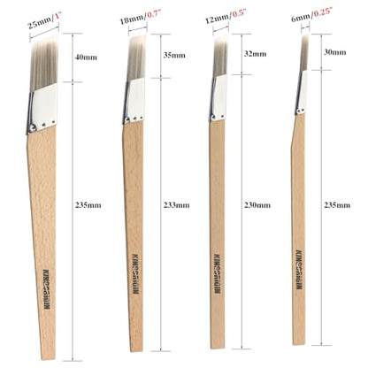 Trim Paint Brushes Set of 12-0.25", 0.5", 0.7", 1" Slant Lining Fitch Paint Brushes for Detail, Small Cutting in Brushes for Trim, Edges and Crafts - size: 12 Pcs, 0.25",0.5",0.7",1"