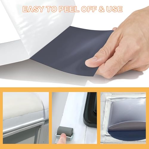 Rv Roof Tape White 4 Inch X 50 Feet, Waterproof Repair Sealant Tape UV-Resistant & Weatherproof Rv Awning Repair Tape for Window, Vent, Boat Sealing, Truck Camper Roof Patch kit Metal Roof Sealant - style: 4in*50ft