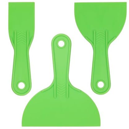Plastic Putty Knife Set, 3-Pack (2", 4", 6") – Flexible Plastic Scraper Tool with Reinforced Handle, One-Piece Design for Spackling, Drywall, Wallpaper, Paint Removal, and Home Repair Projects