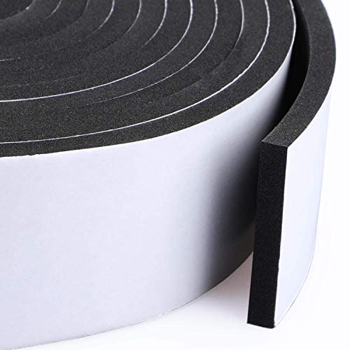 High Density Foam Tape - 2'' X 1/4'' X 13Ft Weatherproof Adhesive Prevent Condensation Heat Resistant Flame Retardant Weather Stripping Easy to Cut & Install & Remove for Car Doors Pipes Windows - color: White, size: 2in X 1/4in X 13Ft