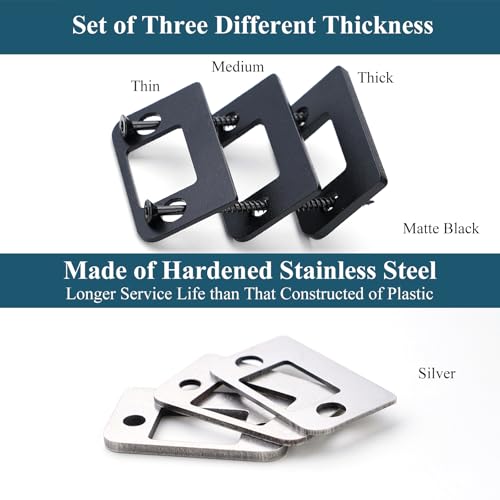Standard Door Strike Spacer Shim Plates, Stainless Steel, Set of 3 Different Thickness, Door Gap Blocker Kit to Fix Door won’t Stay Closed, Block Access to Latch (Matte Black, 1 Pack) - color: Matte Black