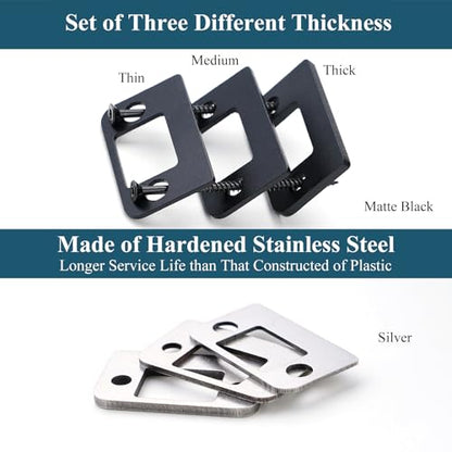 Standard Door Strike Spacer Shim Plates, Stainless Steel, Set of 3 Different Thickness, Door Gap Blocker Kit to Fix Door won’t Stay Closed, Block Access to Latch (Matte Black, 1 Pack) - color: Matte Black