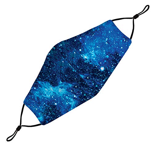 Washable Face Mask with Non-Adjustable Ear Loops & Nose Wire - color: Galaxy - Blue