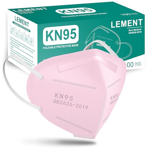 LEMENT KN95 Face Masks,100 Pack Breathable Cup Dust Disposable Masks For Adults,Pink - color: Adult-100 Pack-pink