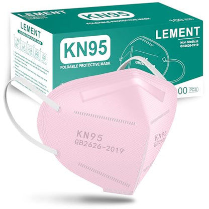 LEMENT KN95 Face Masks,100 Pack Breathable Cup Dust Disposable Masks For Adults,Pink - color: Adult-100 Pack-pink