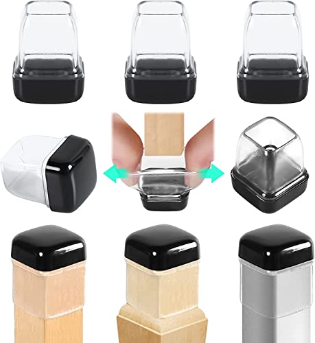 Ezprotekt 24 Pcs Chair Sliders for Carpet, Square Chair Glides for Carpet, Teflon Furniture Pads Glides, Bar Stool Protectors Caps, Furniture Sliders for Chair Table Desk Clear (S Fit: 0.55"- 0.75") - size: S - Clear