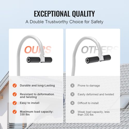 VEVOR Ladder Stabilizer, 2 in 1 Extension Wall Ladder Standoff Hook, Roof Ridge Ladder Accessories Both Horizontally and Vertically, Heavy-Duty Steel Rubber Grip T-Bar, Quick Access to Steep Roofs - size: KH-WD03