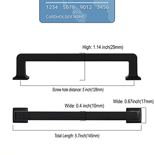 9BUILD 6 Pack 5 Inch Matte Black Cabinet Pulls - Kitchen Cabinet Hardware - Drawer Pulls - color: Matte Black, size: 5"/128MM Hole Center, style: 6 Pack