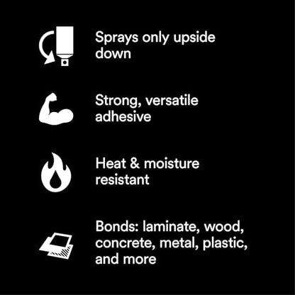 3M Hi-Strength 90 Spray Adhesive, Permanent, Bonds Laminate, Wood, Concrete, Metal, Plastic, Clear Glue, Net Wt 17.6 oz, Will Spray Upside Down Only - size: 24 fl oz (Net Wt 17.6 oz), style: Hi-Strength 90 - Inverted (Sprays Upside Down Only)