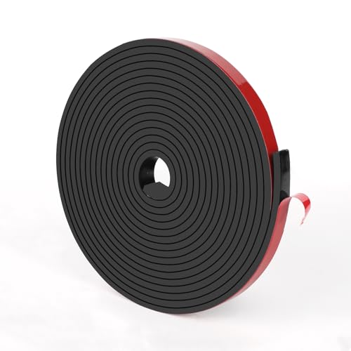 HooTown Adhesive Solid Rubber Strips, 0.5” Wide x 1/8" Thick x 180" Long Self Neoprene Rubber Sheets Rolls with Adhesive Backing for DIY Gaskets, Pads, Sealing, Liner, Weather Striping, Seals, Red - color: 1/8" Thick Adhesive, size: 0.5” W x 180" L