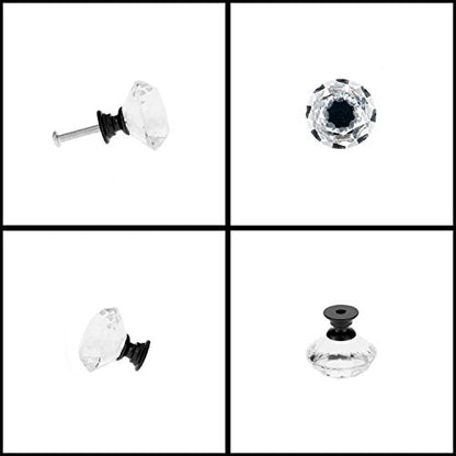 YourGift 12 Pack Drawer Knobs Diamond Shaped Crystal Glass 30mm Cabinet Knobs Pull Handles (Black) - color: Black, size: 30 mm, 12 Pack