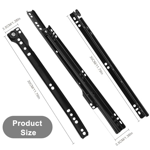 Metal Hardware Bottom Mount Full Extension Ball Bearing Drawer Slides 12 Inch Side Mount File Cabinet Rails Dresser for Smooth Furniture 100 LB Load Capacity Metal Runner Trash Can Kitchen