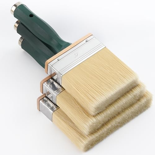 Bates Deck Stain Brush Set - 3pcs, 4', 5', 6' Brushes - Large Wall & Wood Stain Brushes